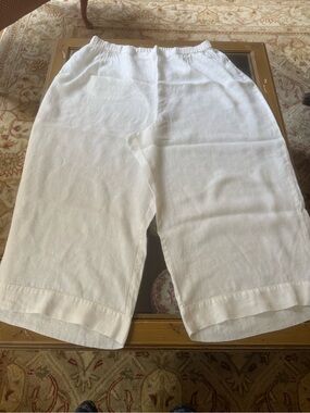 Flax Wide-Leg White  Handkerchief Organic Linen Crop Pants -2 G